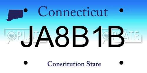 JA8B1B Connecticut License Plate