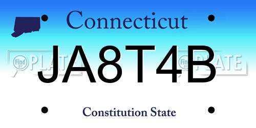 JA8T4B Connecticut License Plate