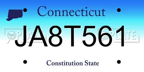JA8T561 Connecticut License Plate