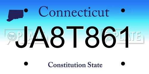 JA8T861 Connecticut License Plate