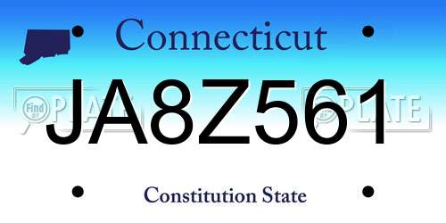 JA8Z561 Connecticut License Plate