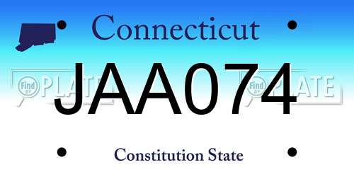 JAA074 Connecticut License Plate