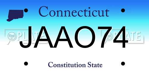 JAAO74 Connecticut License Plate