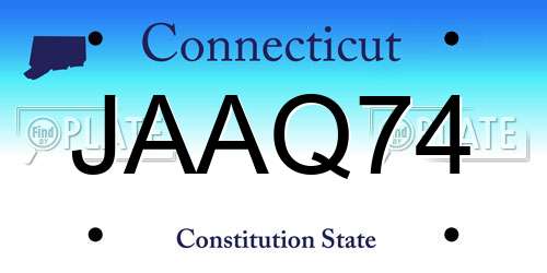 JAAQ74 Connecticut License Plate