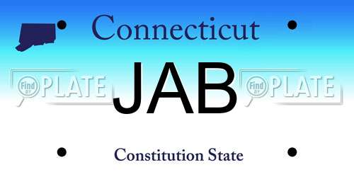 JAB Connecticut License Plate