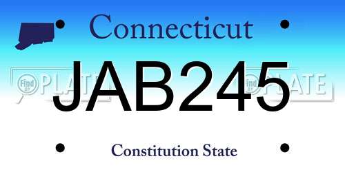 JAB245 Connecticut License Plate