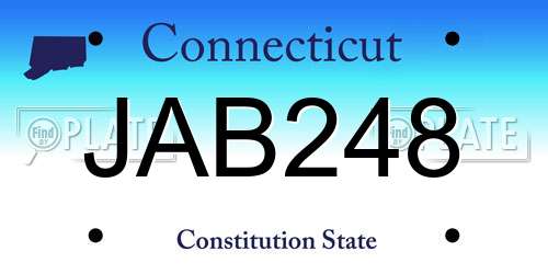 JAB248 Connecticut License Plate