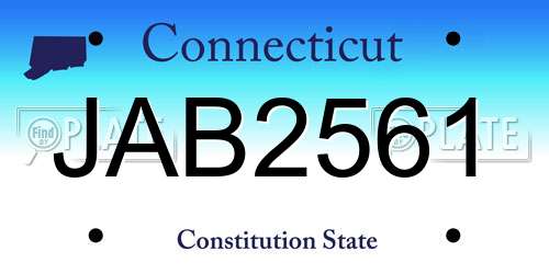 JAB2561 Connecticut License Plate