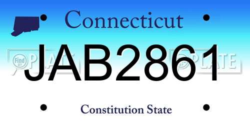 JAB2861 Connecticut License Plate