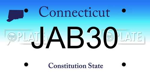 JAB30 Connecticut License Plate