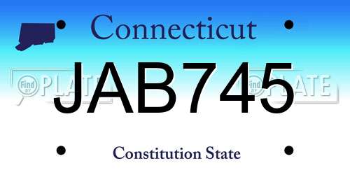JAB745 Connecticut License Plate