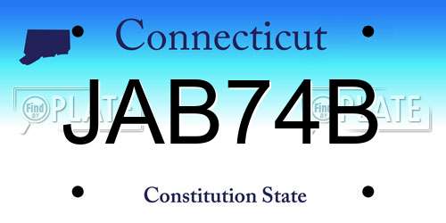 JAB74B Connecticut License Plate