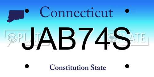 JAB74S Connecticut License Plate