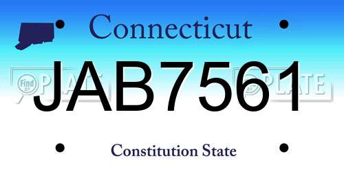 JAB7561 Connecticut License Plate
