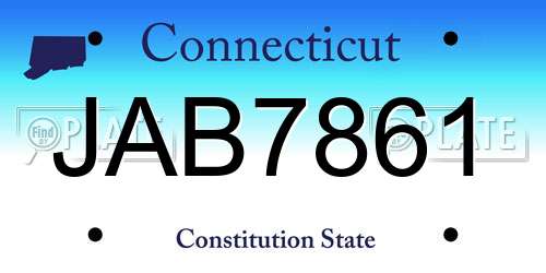 JAB7861 Connecticut License Plate