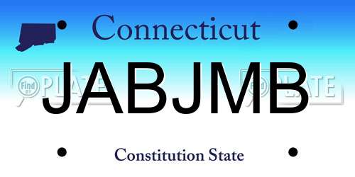 JABJMB Connecticut License Plate