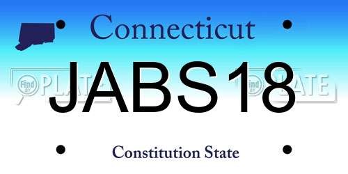 JABS18 Connecticut License Plate