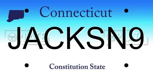 JACKSN9 Connecticut License Plate
