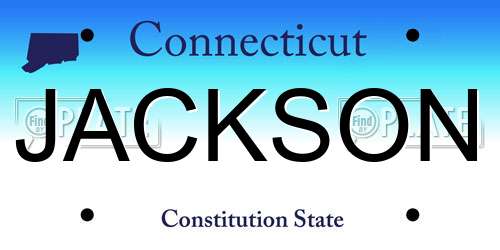 JACKSON Connecticut License Plate