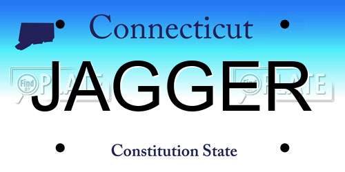 JAGGER Connecticut License Plate