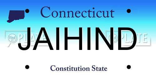 JAIHIND Connecticut License Plate