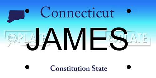 JAMES Connecticut License Plate