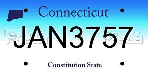 JAN3757 Connecticut License Plate