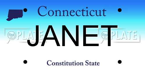 JANET Connecticut License Plate