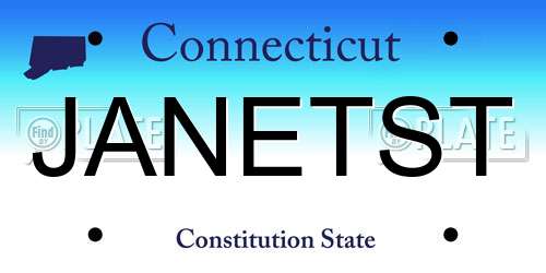 JANETST Connecticut License Plate