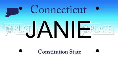 JANIE Connecticut License Plate