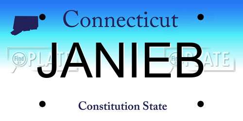JANIEB Connecticut License Plate