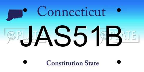 JAS51B Connecticut License Plate