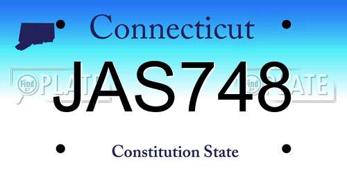 JAS748 Connecticut License Plate
