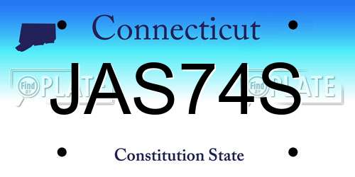 JAS74S Connecticut License Plate