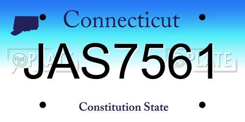 JAS7561 Connecticut License Plate