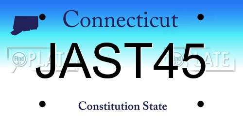 JAST45 Connecticut License Plate
