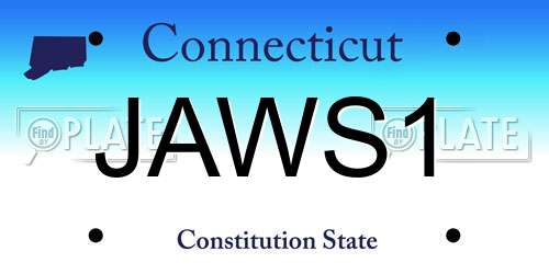 JAWS1 Connecticut License Plate