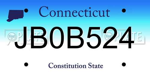 JB0B524 Connecticut License Plate