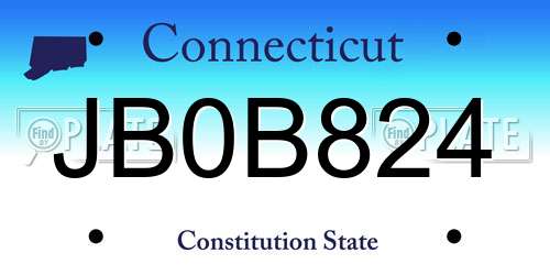 JB0B824 Connecticut License Plate
