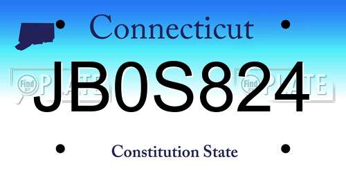 JB0S824 Connecticut License Plate