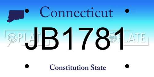 JB1781 Connecticut License Plate