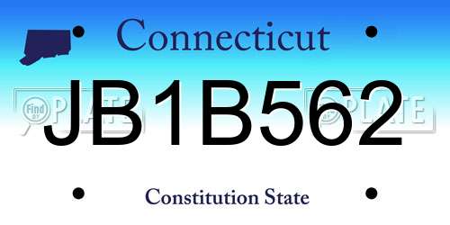 JB1B562 Connecticut License Plate