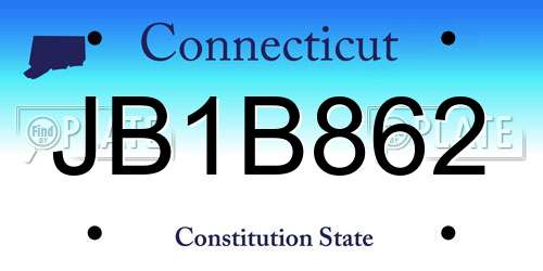 JB1B862 Connecticut License Plate