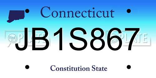 JB1S867 Connecticut License Plate