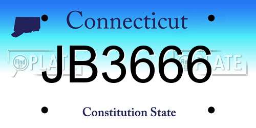 JB3666 Connecticut License Plate