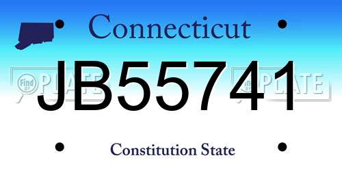 JB55741 Connecticut License Plate
