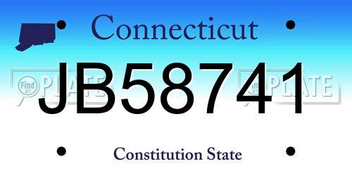 JB58741 Connecticut License Plate