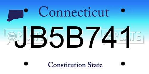 JB5B741 Connecticut License Plate