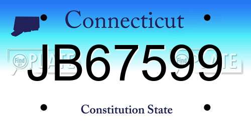 JB67599 Connecticut License Plate