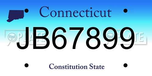JB67899 Connecticut License Plate